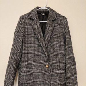 Zara Grey Houndstooth Coat